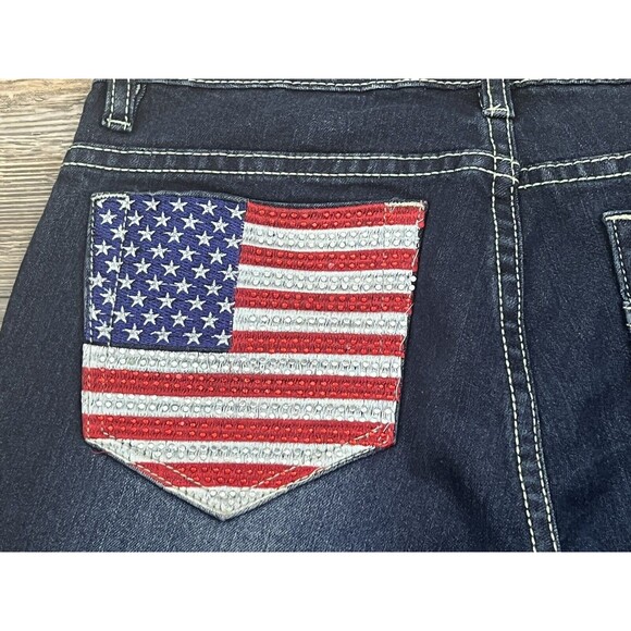 COOGI Women's 5/6 Capri Cropped Jeans Embroidered American Flag Vtg. Y2K - Picture 6 of 16